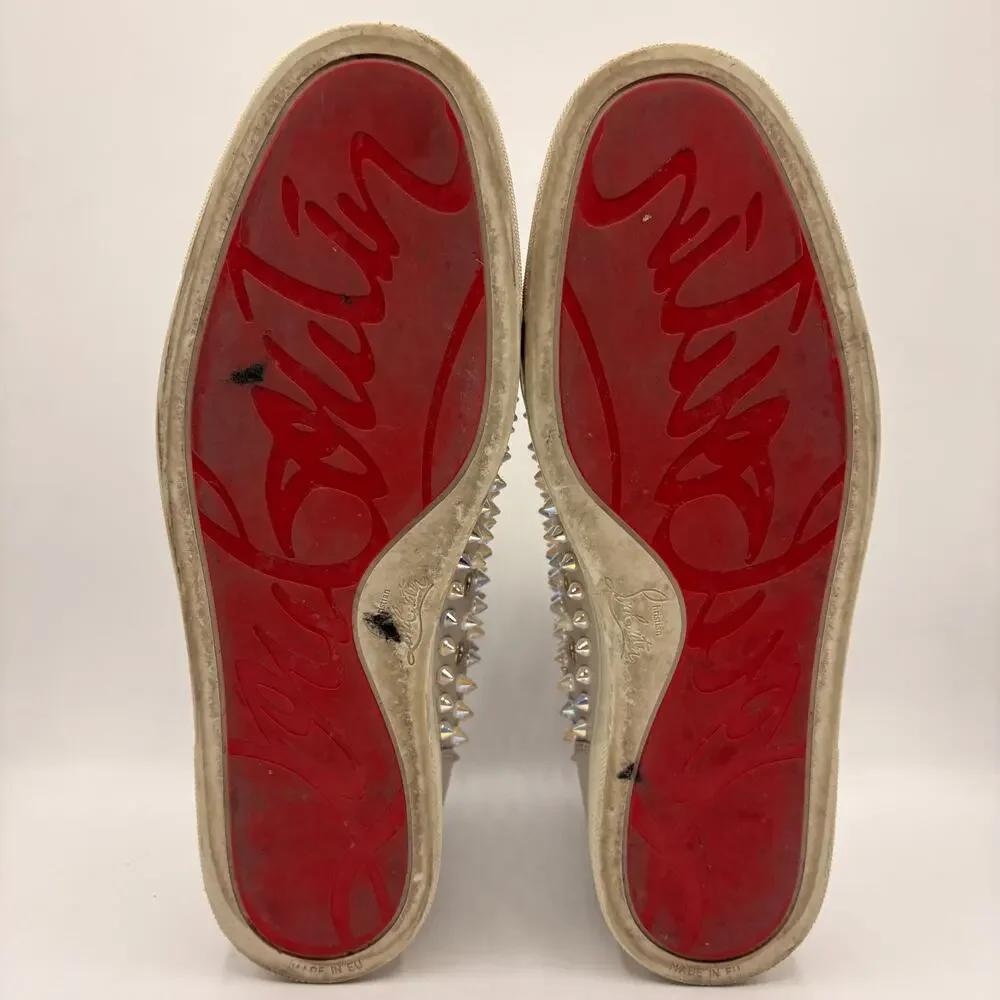 CHRISTIAN LOUBOUTIN Louis Hi Top Spike Sneaker White Iridescent Sz 43/US10 $1390